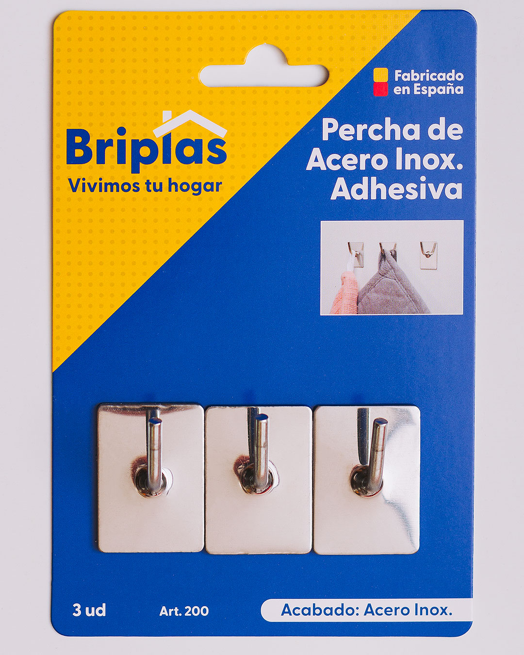 Percha de Acero Inox. Adhesiva - REF. 200 - Imagen 3