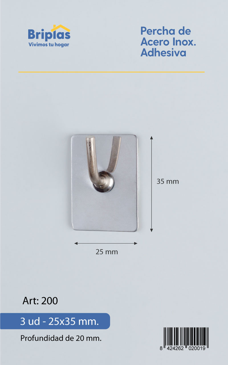 Percha de Acero Inox. Adhesiva - REF. 200 - Imagen 4