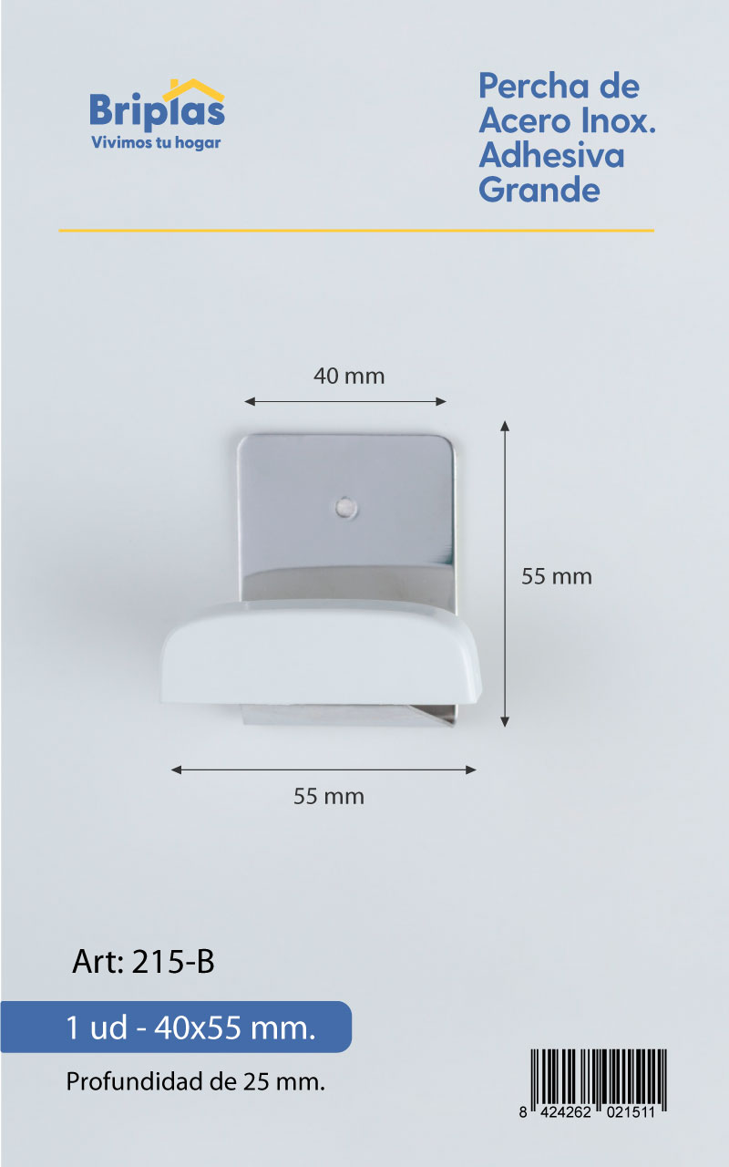 Percha de Acero Adhesiva Grande - REF. 215-B - Imagen 4