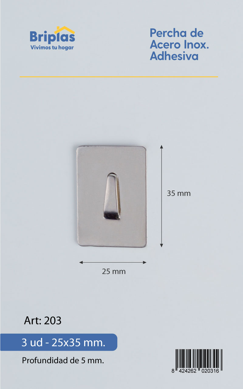 Percha de Acero Inox. Adhesiva - REF. 203 - Imagen 4