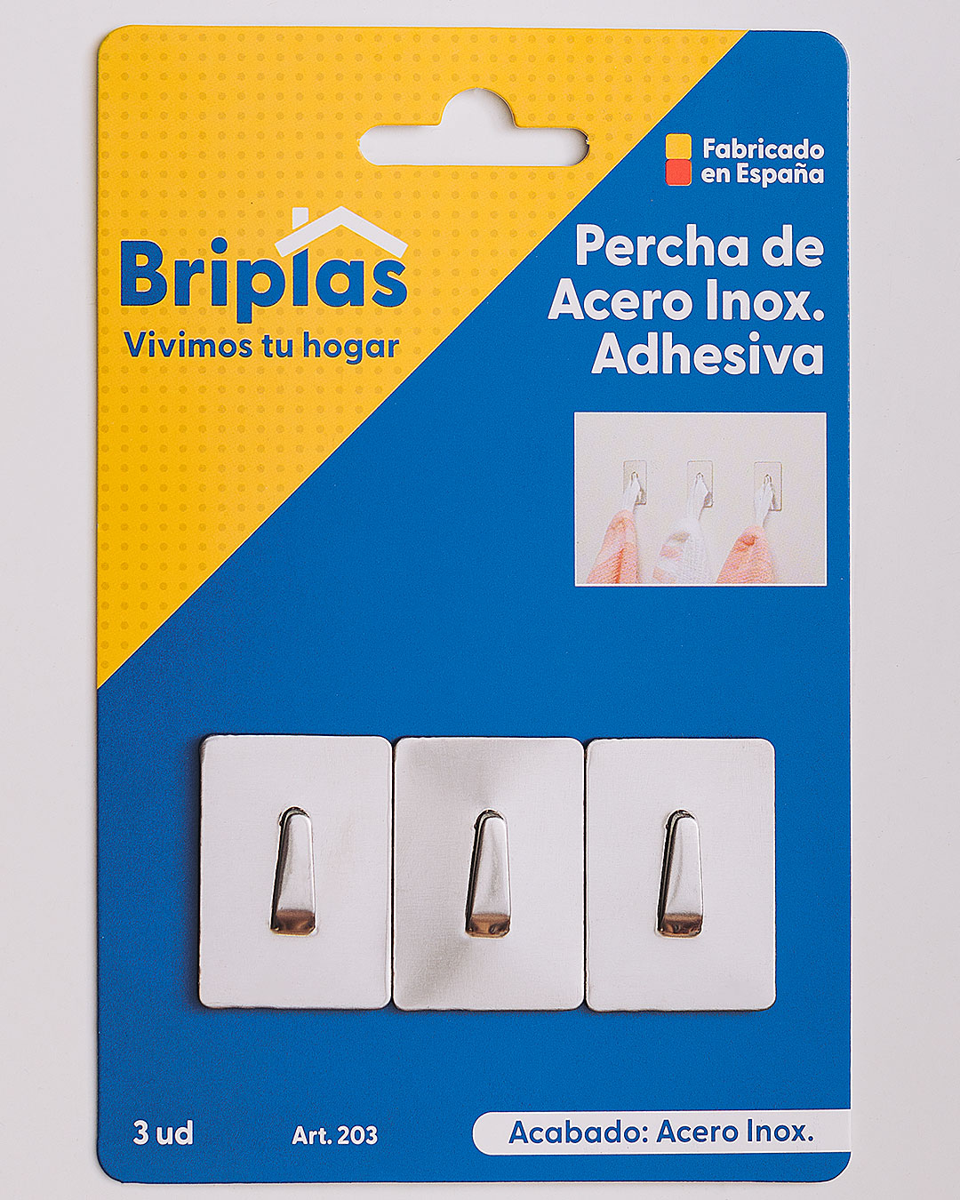 Percha de Acero Inox. Adhesiva - REF. 203 - Imagen 3